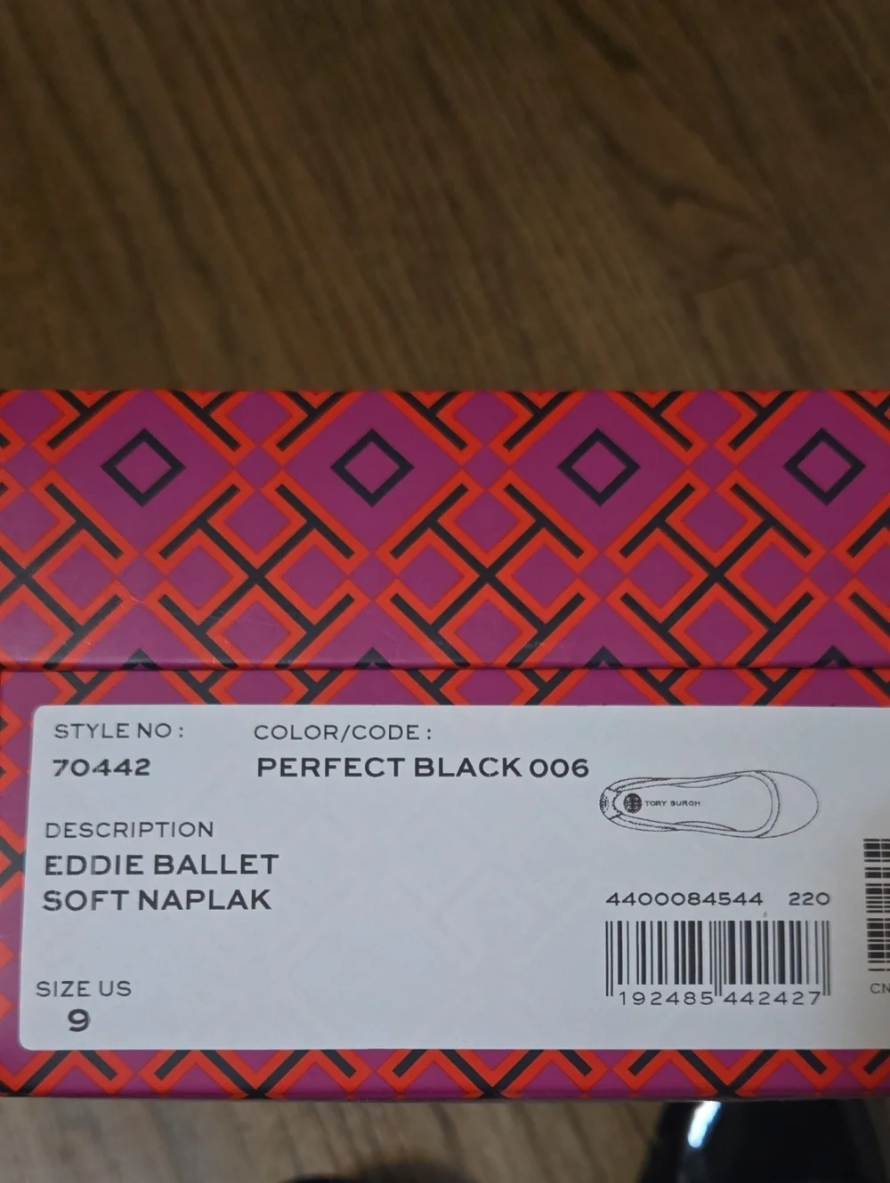 Tory Burch Black Patent Leather Round-Toe Eddie Ballet Flats Size 9